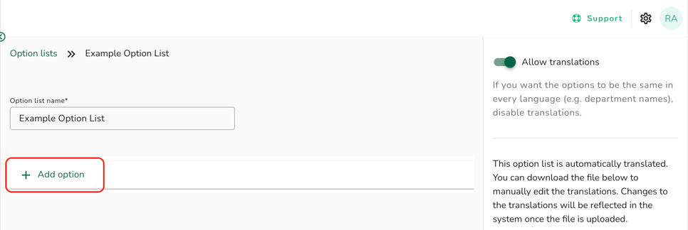 Click Add Option How do I create an option list?