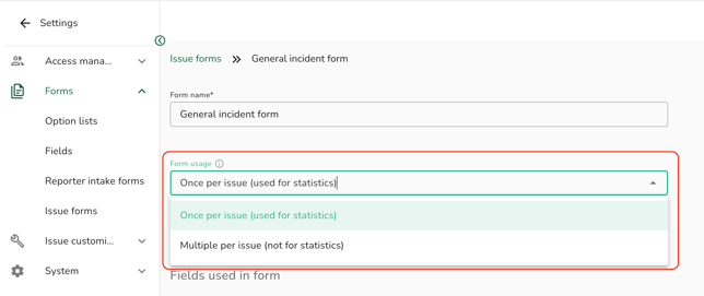 Form usage