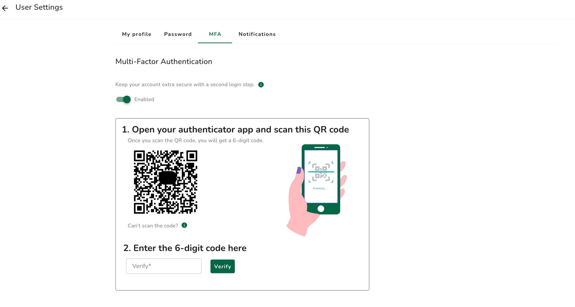 How do I enable/disable Multi-Factor Authentication (MFA)?