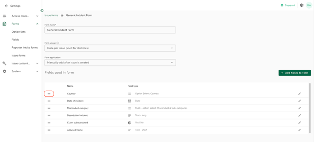 Re-order fields on form