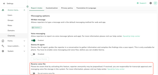 Disable Voice Message