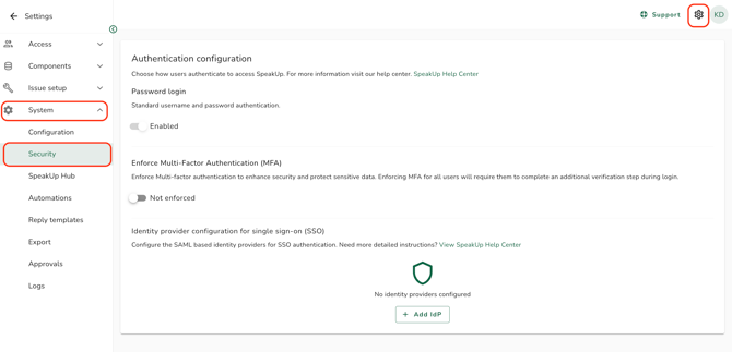 Security tab