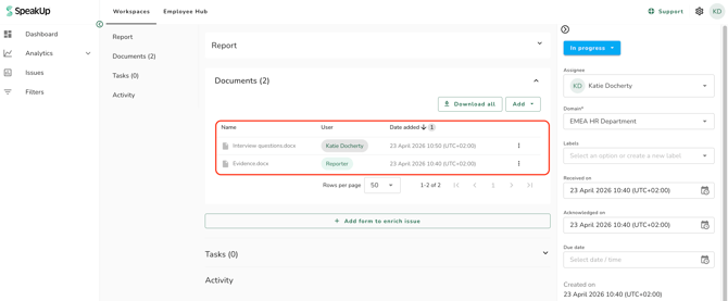 Uploaded docs