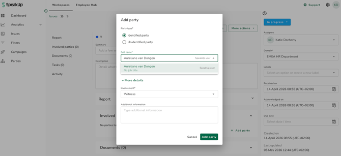 add identified party