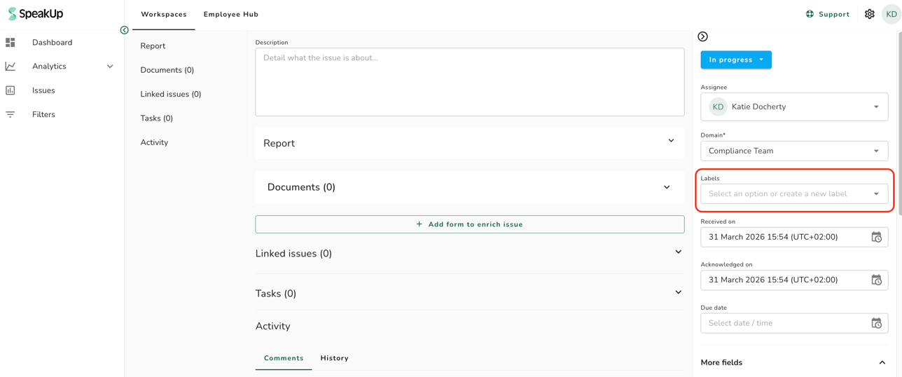 Labelling A Problem How do I label an Issue?