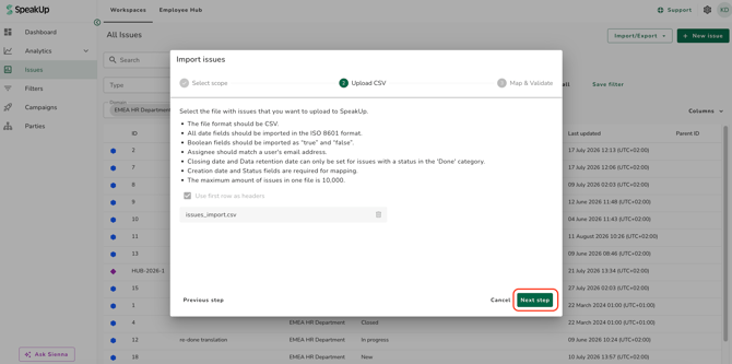 csv next step