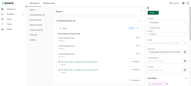 issue involved party dropdown