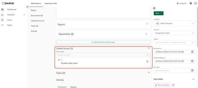 linked issue add