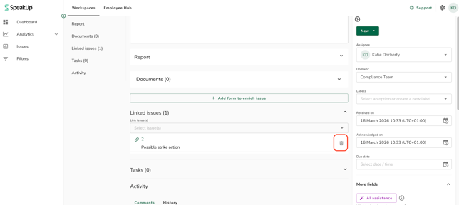 linked issue delete