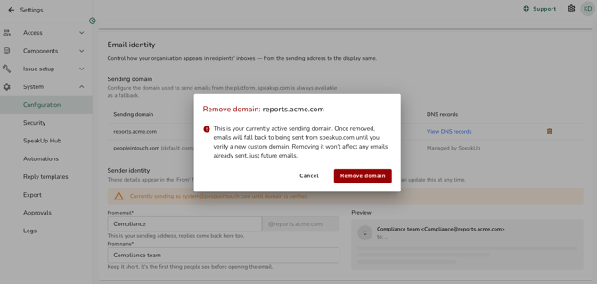 remove domain confirm