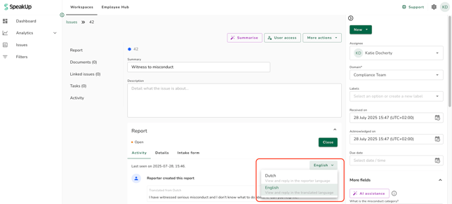 report language