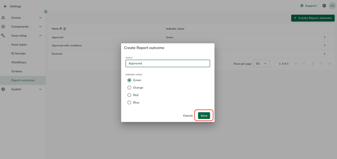save report outcome
