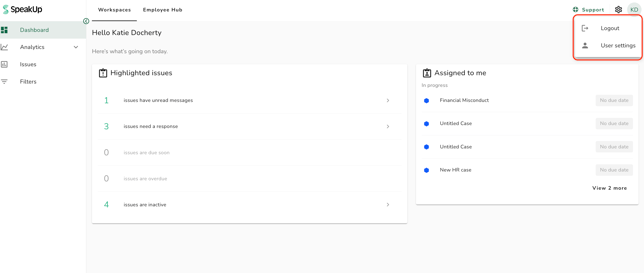 user settings
